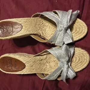 Christian Louboutin Tiburon Silver Wedge Sandals - AUTHENTIC